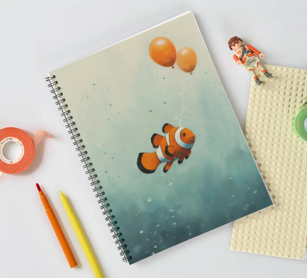 Minimal Clownfish 2 spiral notebook by Minimal Animal Art