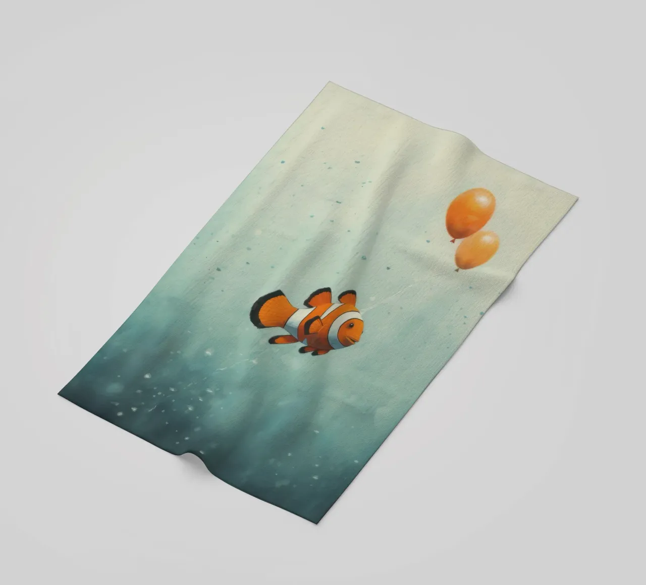 Pesce pagliaccio minimo 2 telo mare da Minimal Animal Art