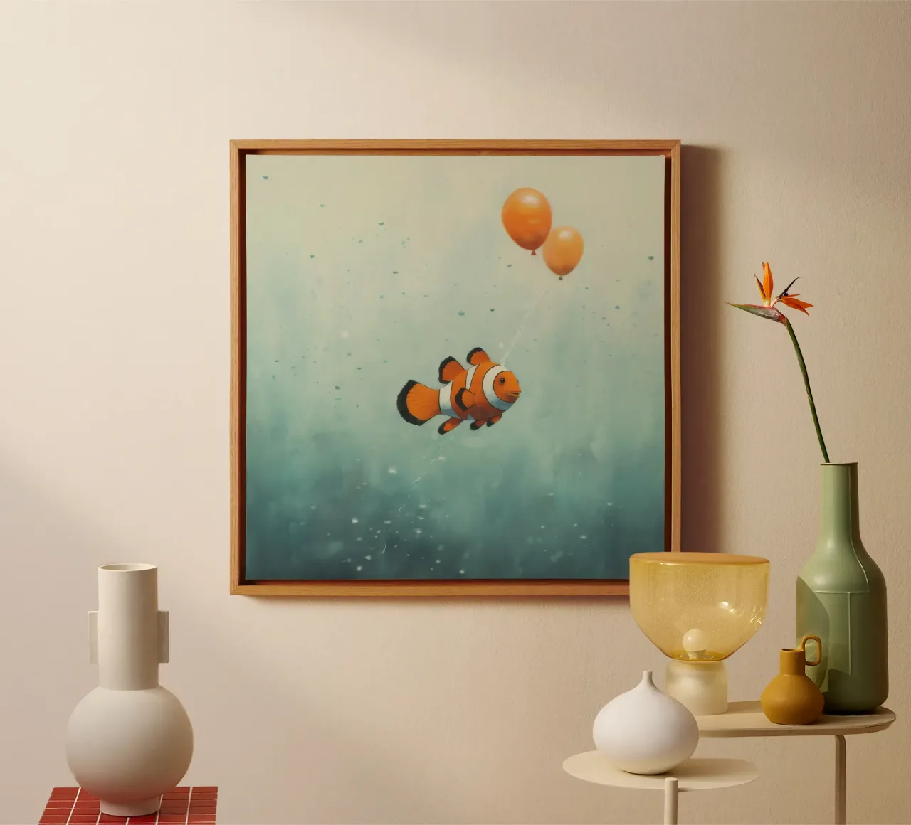 Minimal Clownfish 2 canvas by Minimal Animal Art