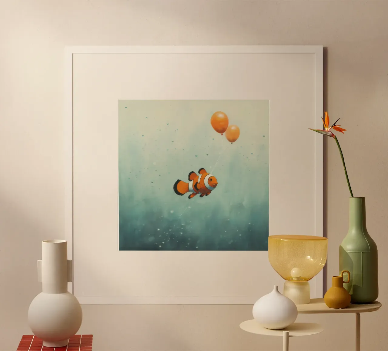 Pesce pagliaccio minimo 2 carta hahnemühle da Minimal Animal Art