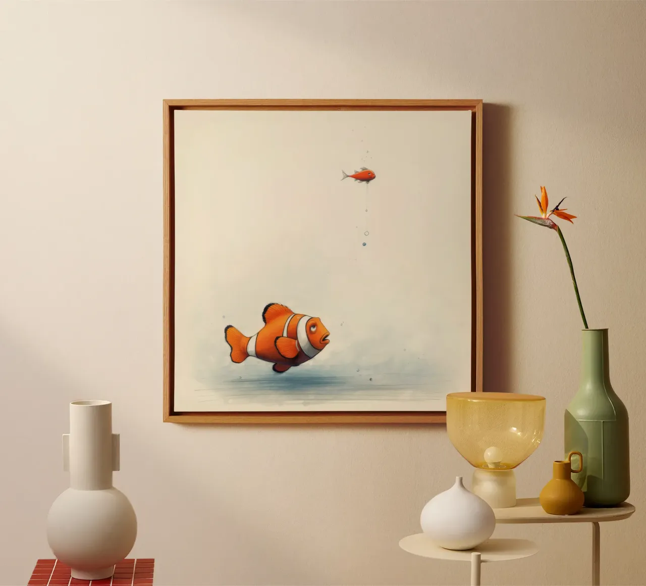 Minimal Clownfish 3 canvas by Minimal Animal Art