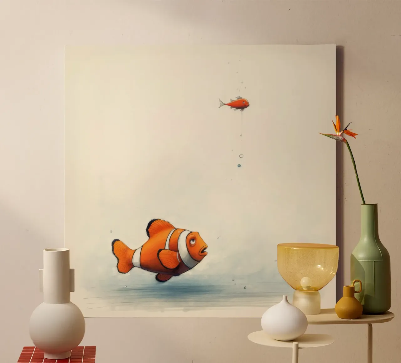 Minimal Clownfish 3 canvas by Minimal Animal Art