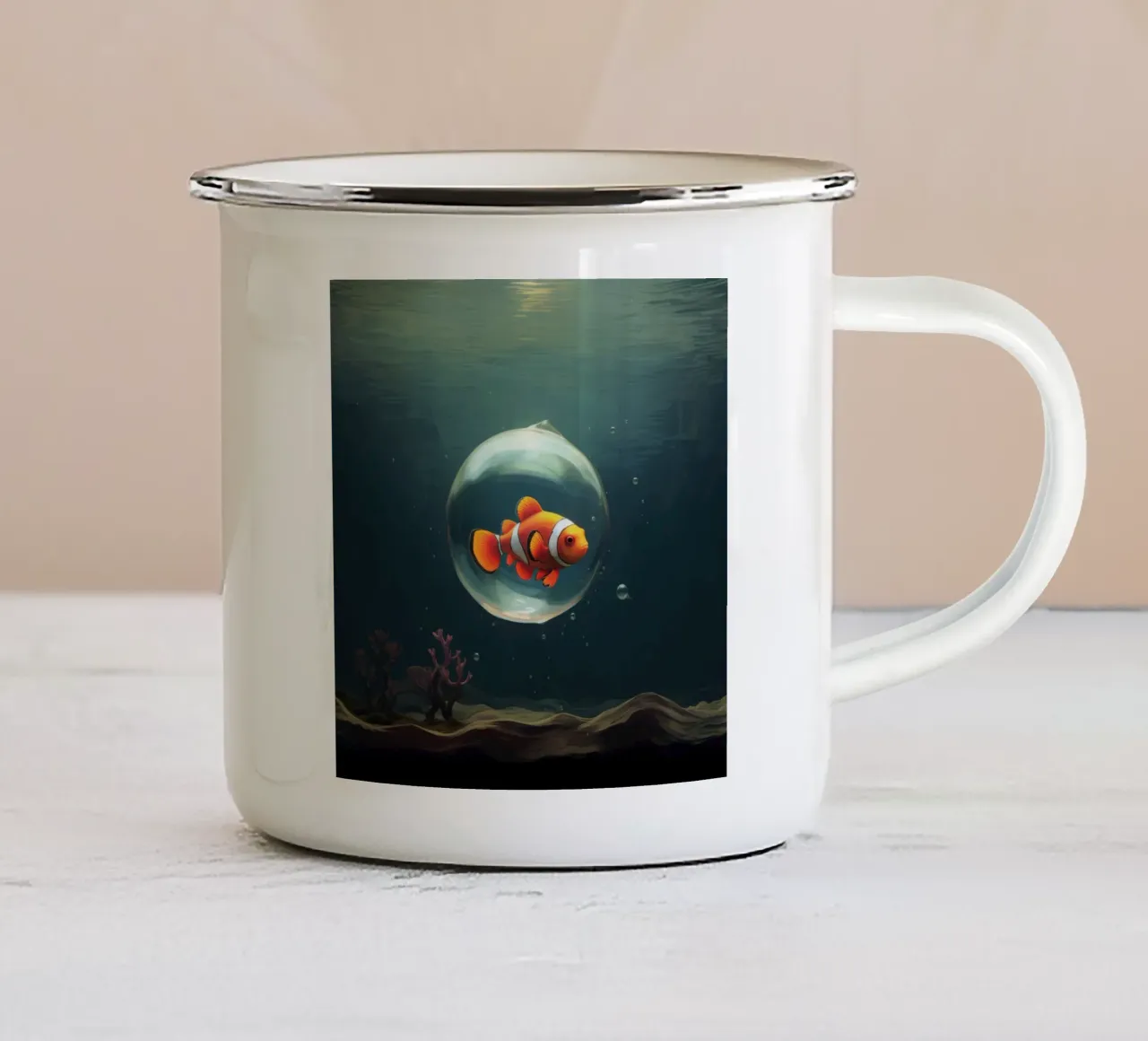 Pesce pagliaccio minimo 1 tazza in smalto da Minimal Animal Art