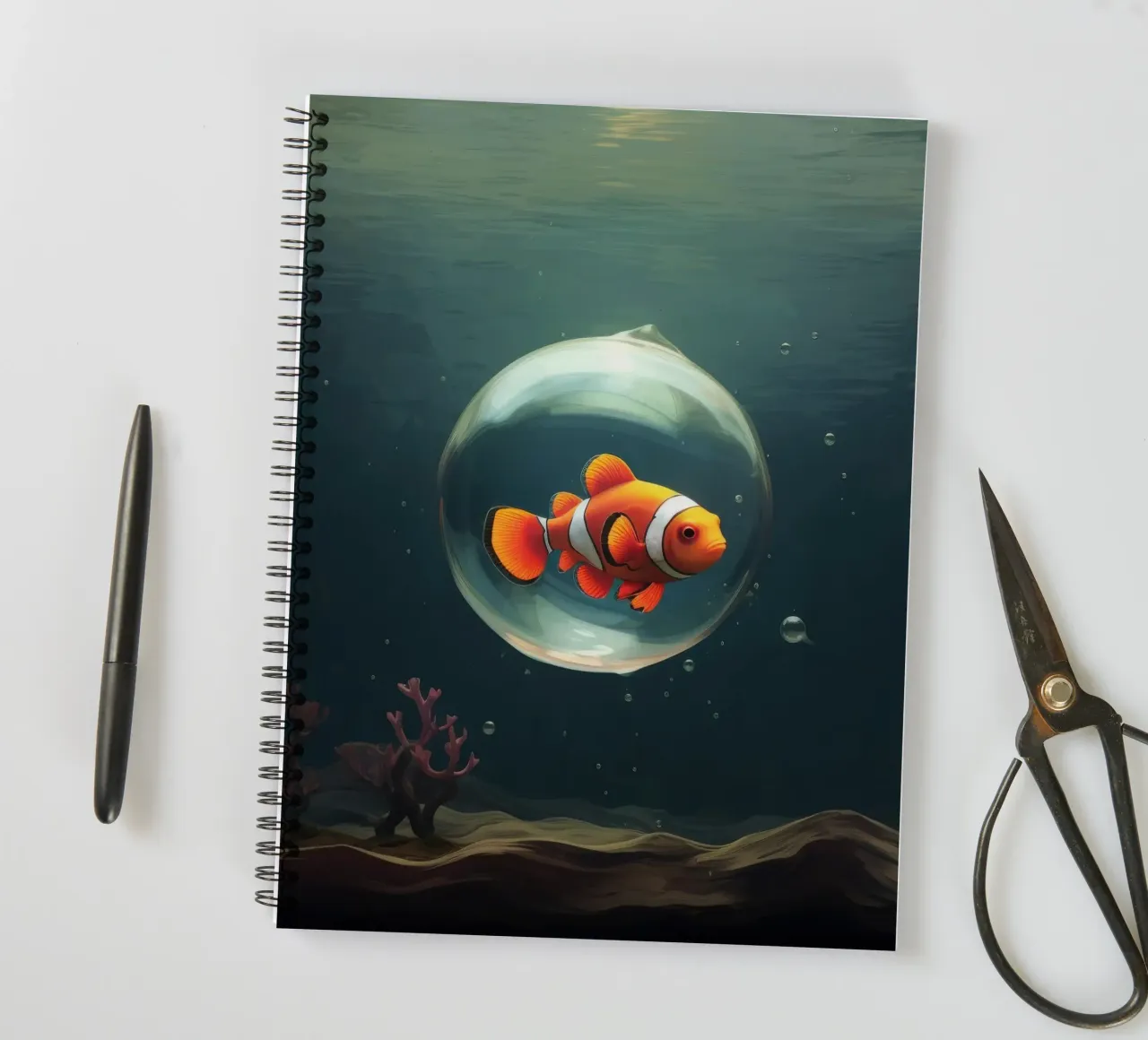 Minimal Clownfish 1 spiral notebook by Minimal Animal Art