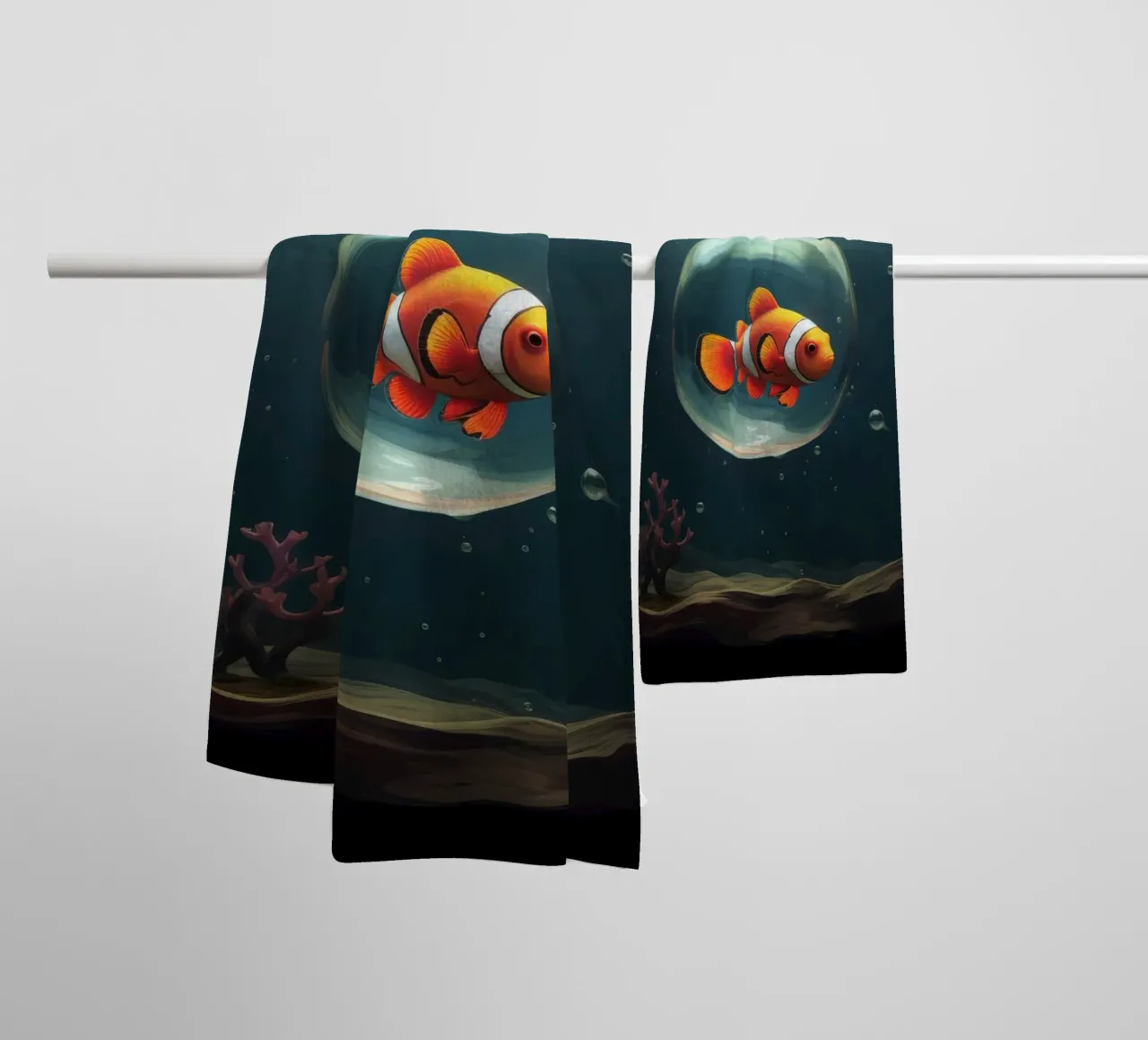 Pesce pagliaccio minimo 1 asciugamano da bagno da Minimal Animal Art
