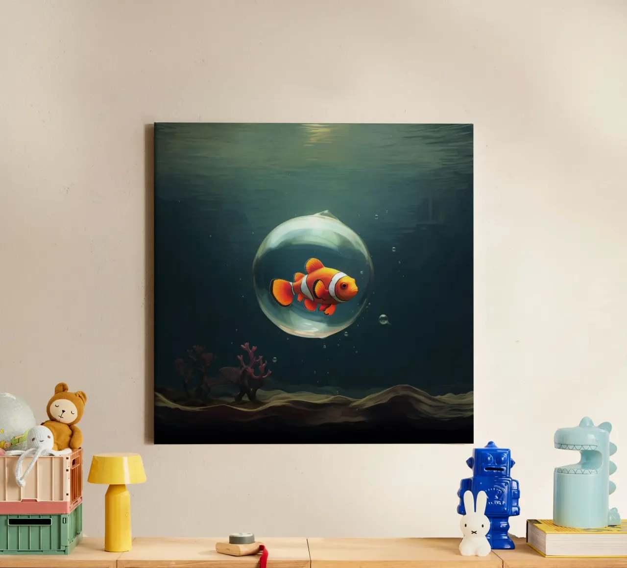 Minimal Clownfish 1 canvas by Minimal Animal Art