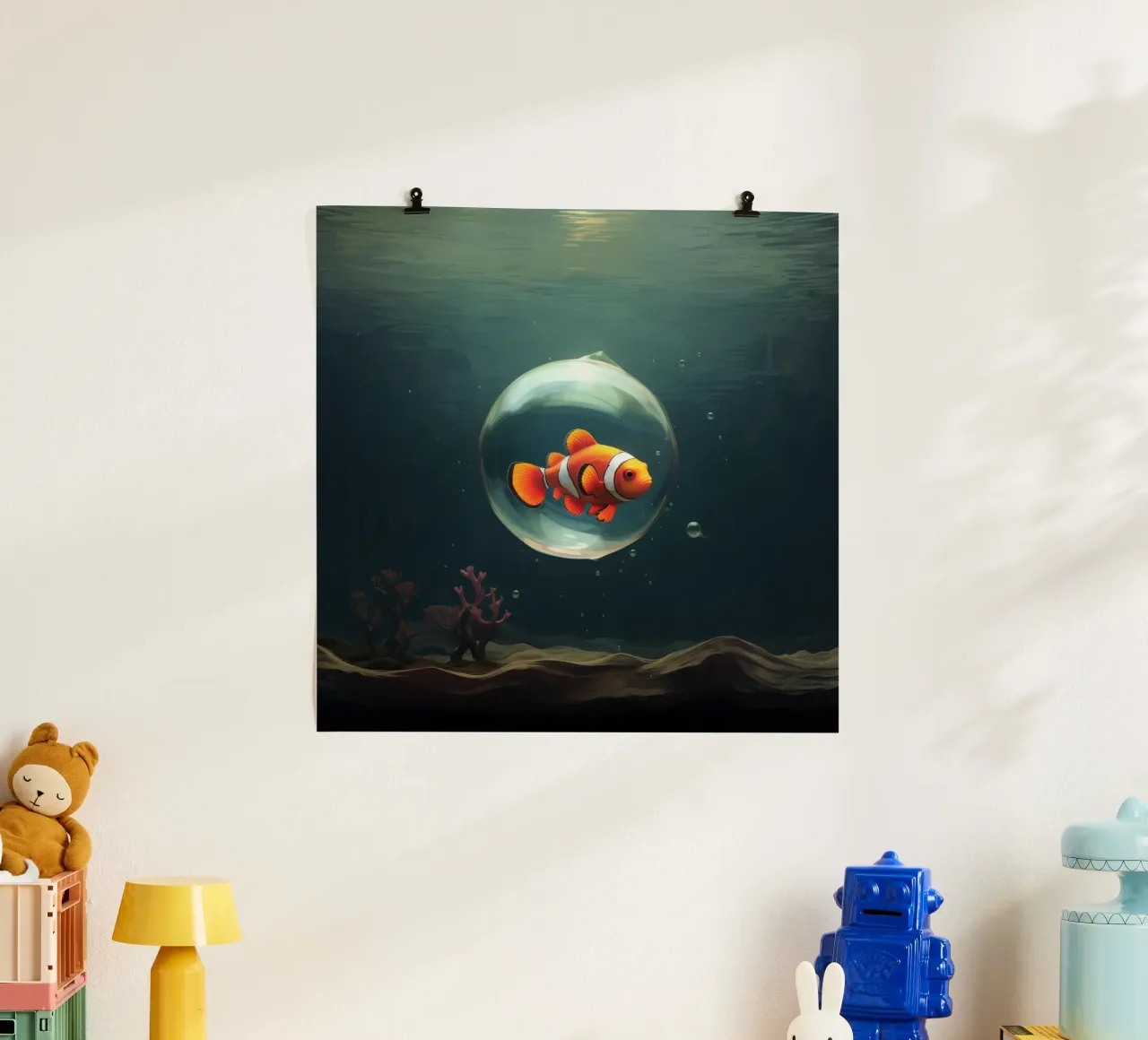 Pesce pagliaccio minimo 1 carta hahnemühle da Minimal Animal Art