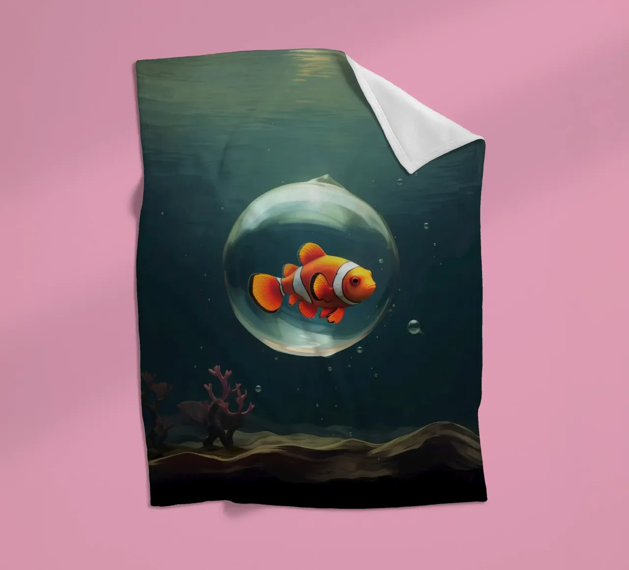 Pesce pagliaccio minimo 1 coperta in pile da Minimal Animal Art