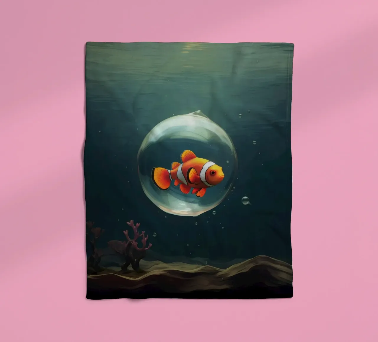 Pesce pagliaccio minimo 1 coperta in pile da Minimal Animal Art