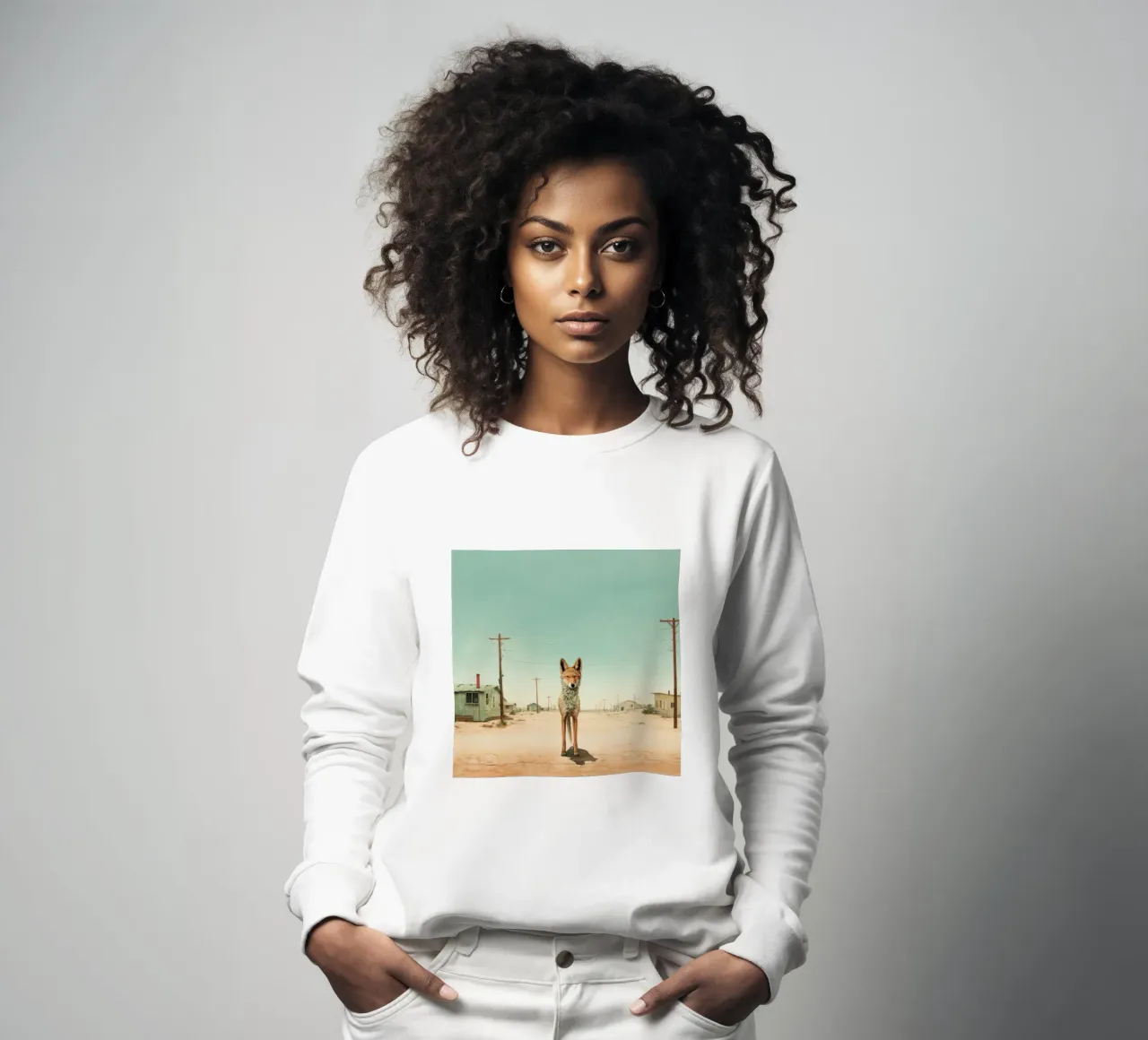 Minimal Kojote 2 Sweatshirt von Minimal Animal Art