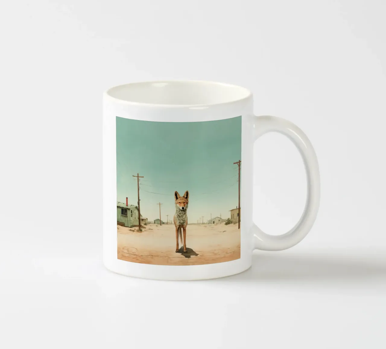 Coyote minimo 2 tazza in ceramica da Minimal Animal Art