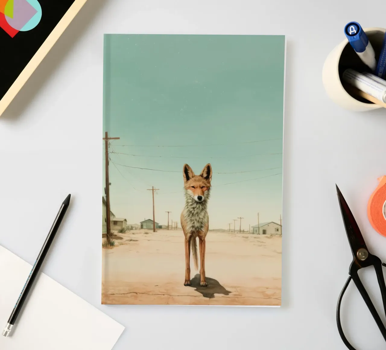 Minimal Coyote 2 notebook by Minimal Animal Art