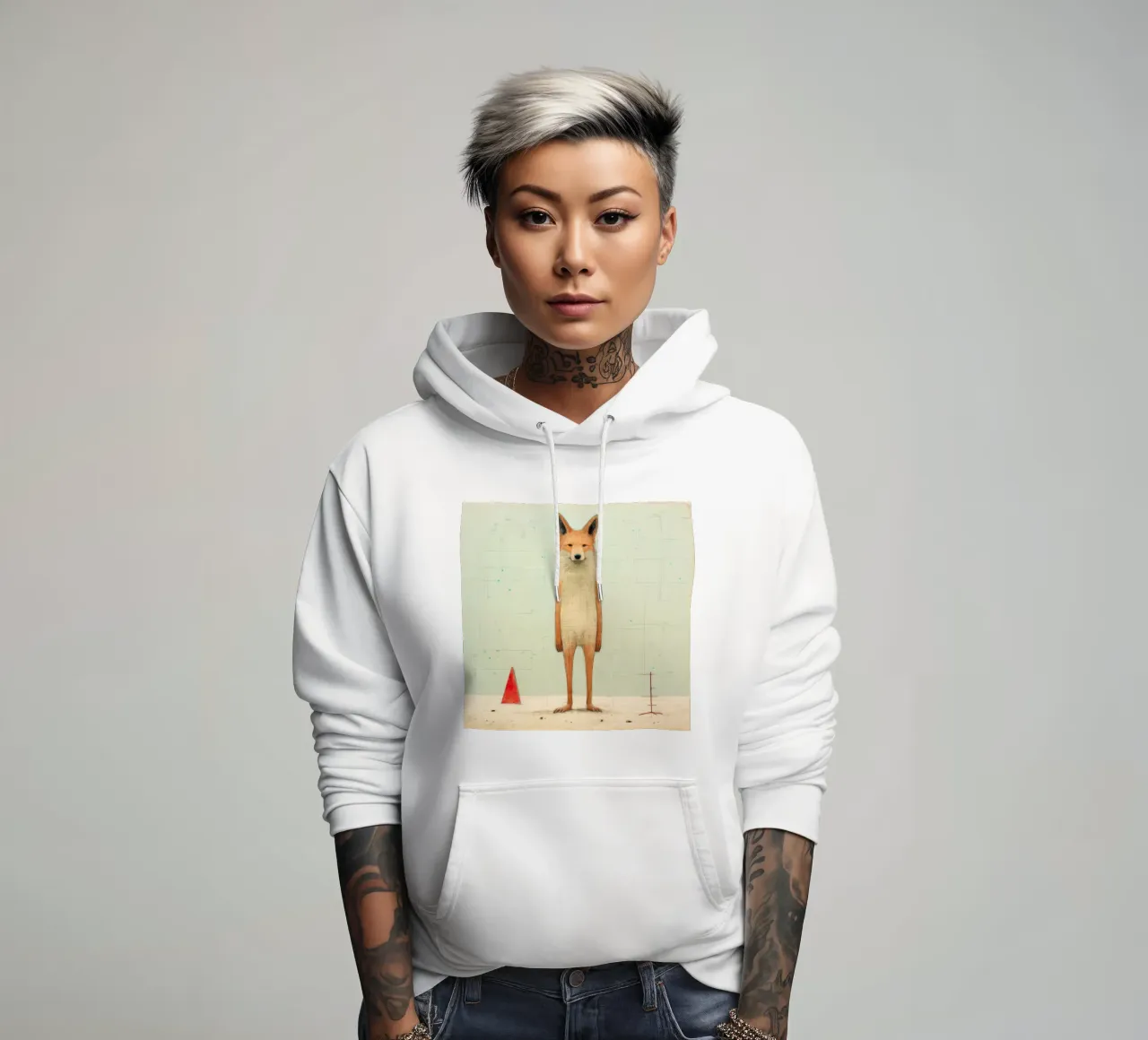 Coyote minimo 3 felpa con cappuccio da Minimal Animal Art