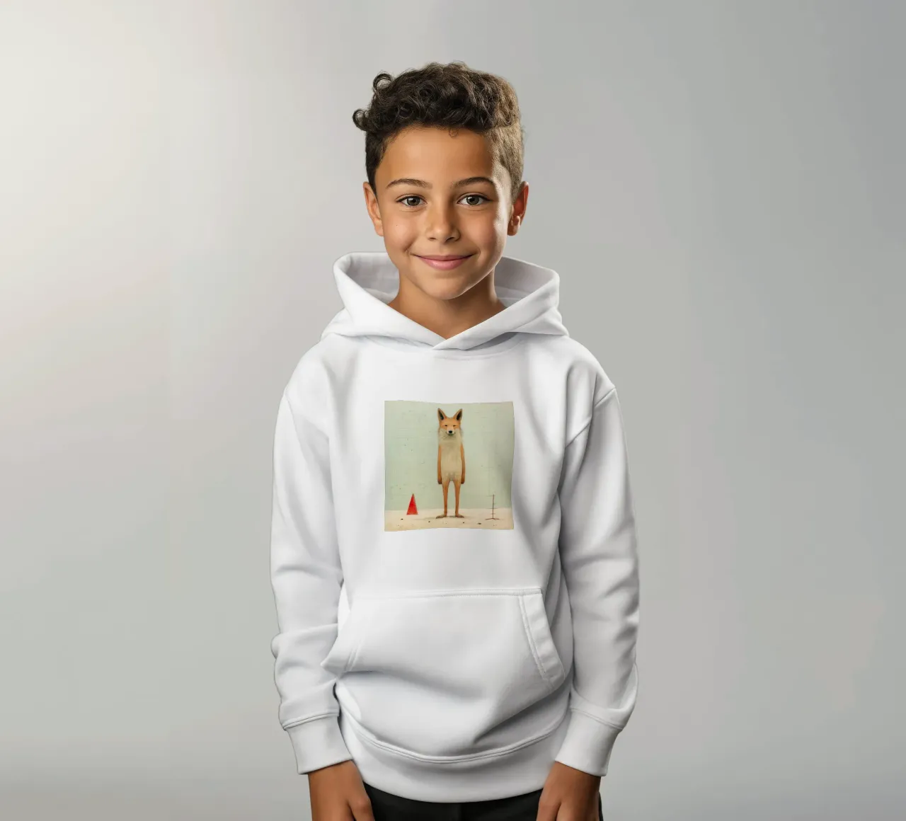Coyote minimo 3 felpa bambino con cappuccio da Minimal Animal Art