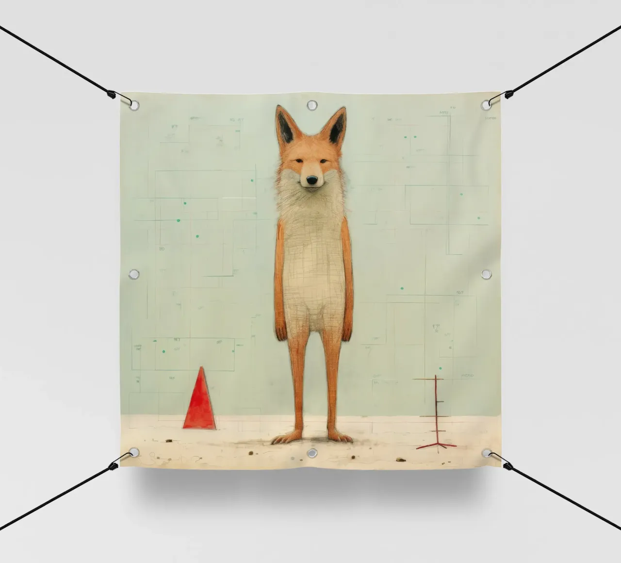 Coyote minimo 3 telo in pvc da Minimal Animal Art