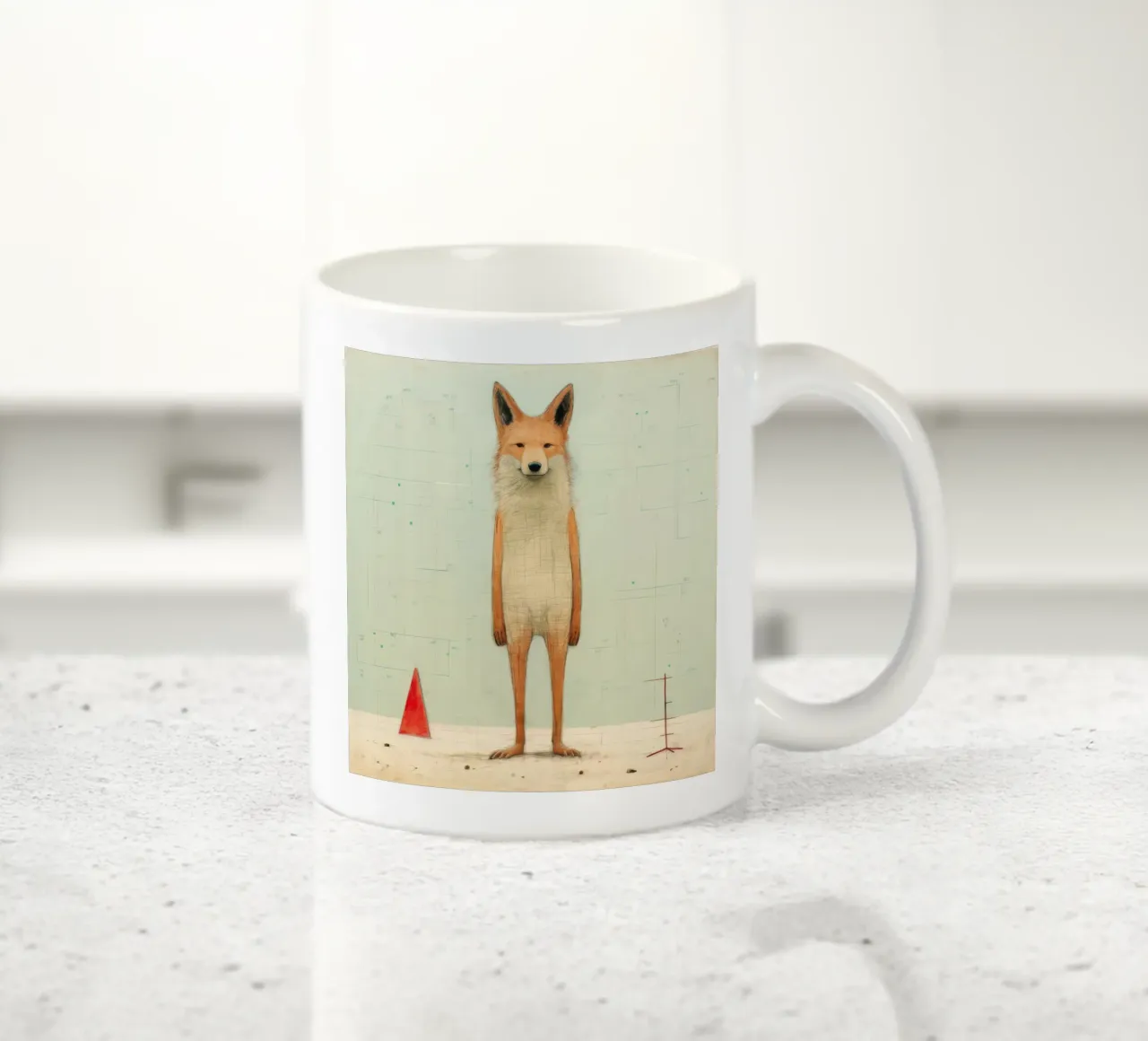 Coyote minimo 3 tazza in ceramica da Minimal Animal Art