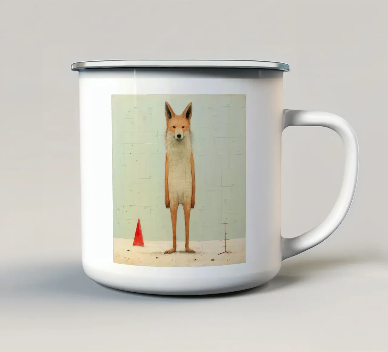 Coyote minimo 3 tazza in smalto da Minimal Animal Art