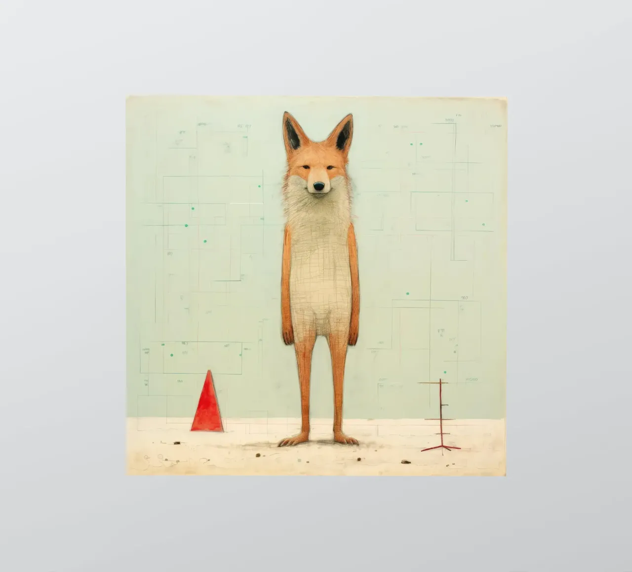 Coyote minimo 3 adesivo da Minimal Animal Art