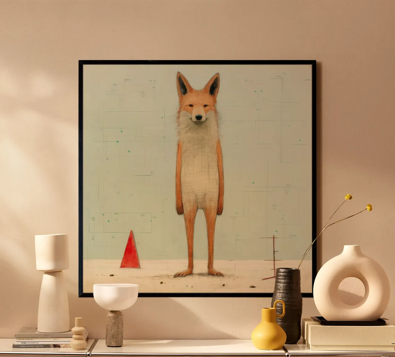 Coyote minimo 3 carta hahnemühle da Minimal Animal Art