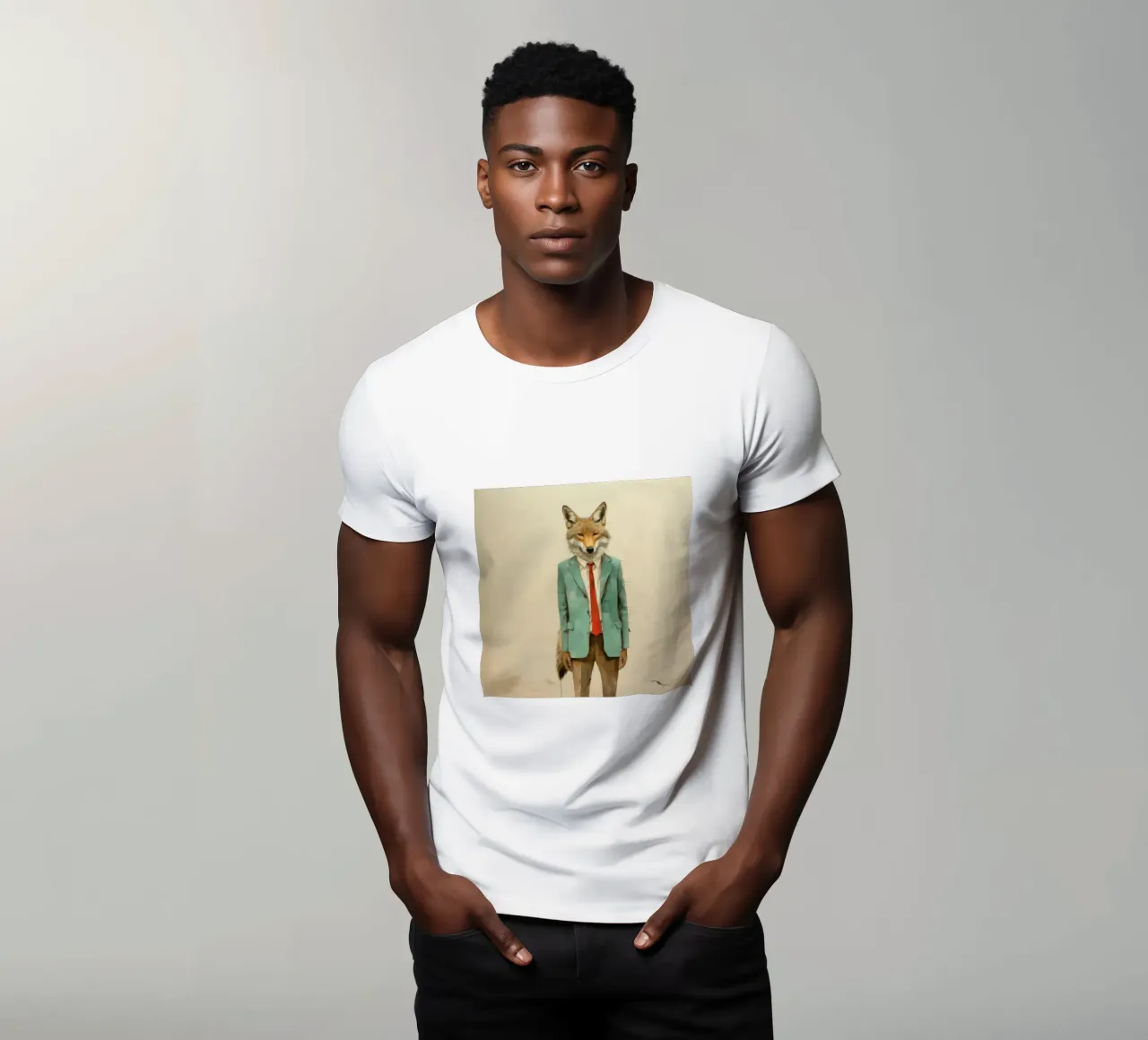 Coyote minimo 4 t-shirt da Minimal Animal Art