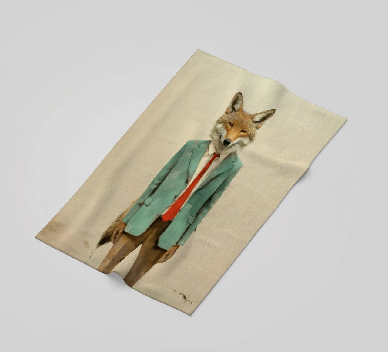 Coyote minimo 4 telo mare da Minimal Animal Art