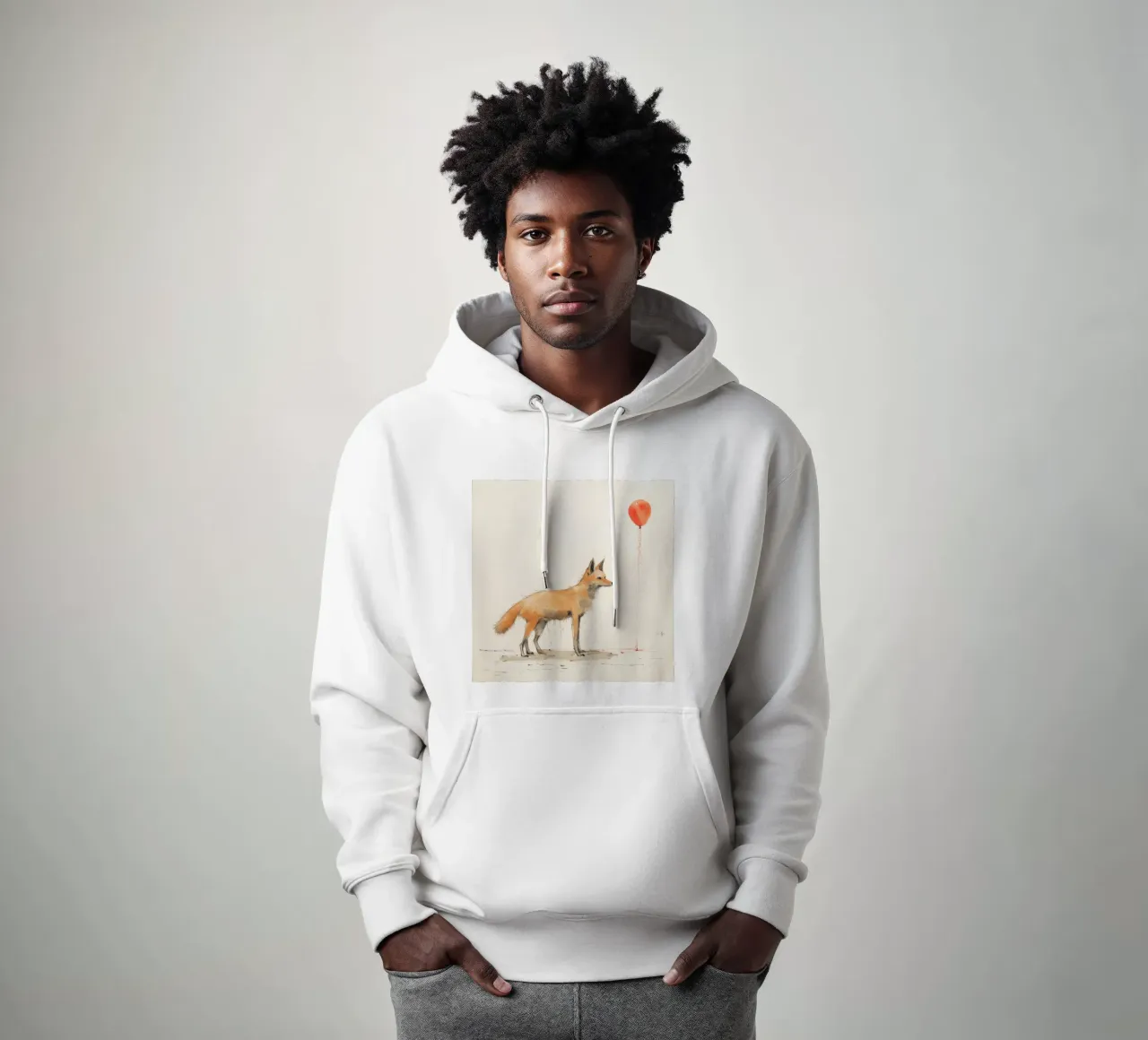 Coyote minimo 1 felpa con cappuccio da Minimal Animal Art