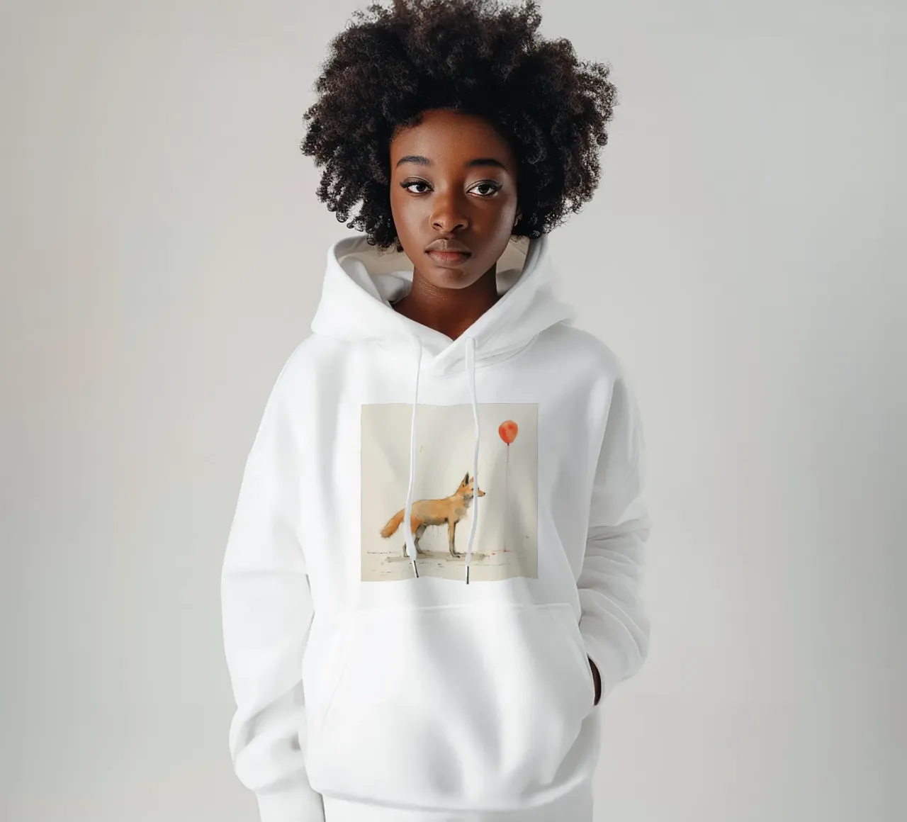 Coyote minimo 1 felpa con cappuccio da Minimal Animal Art