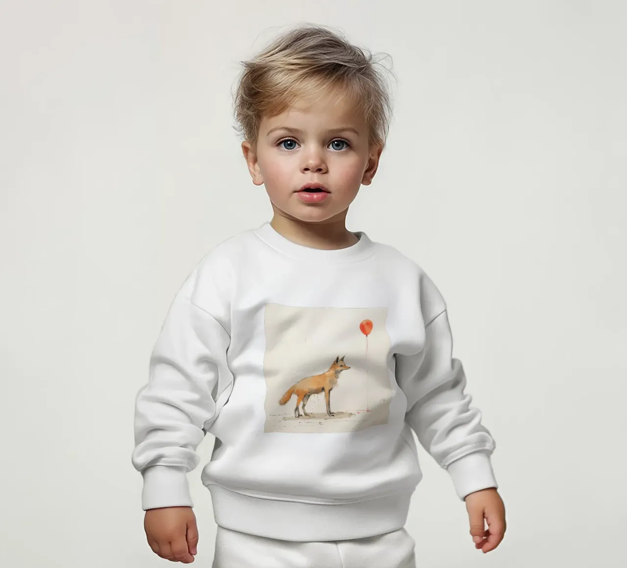 Minimale coyote 1 baby sweatshirt van Minimal Animal Art