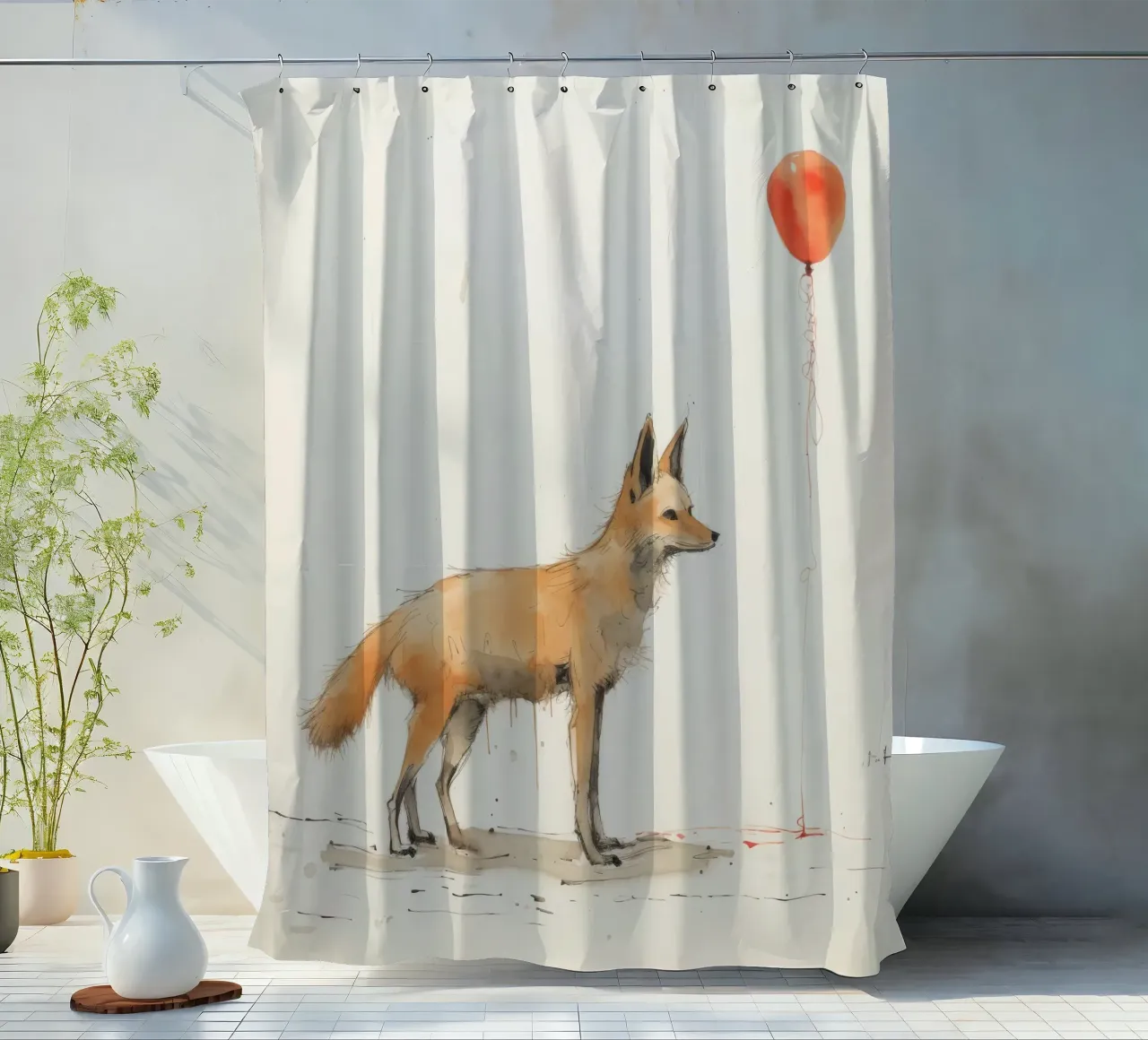 Coyote minimo 1 tenda da doccia da Minimal Animal Art