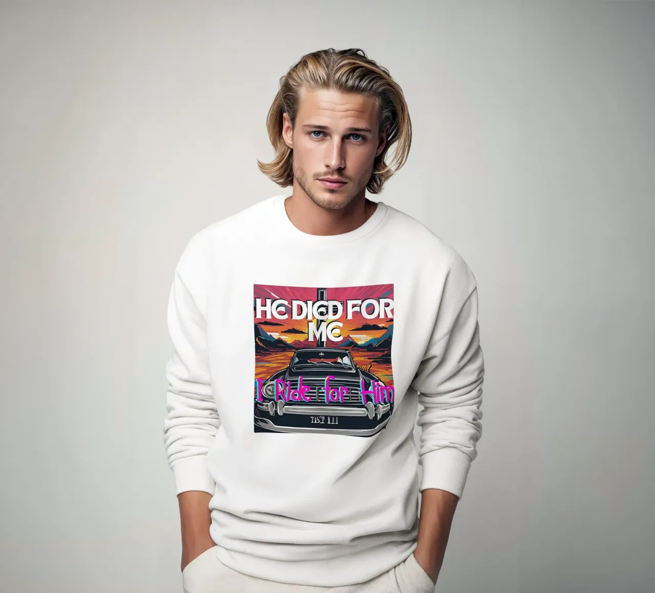 He died for me I ride for Him Tee, Christian apparel Unisex felpa da Lionandlamb