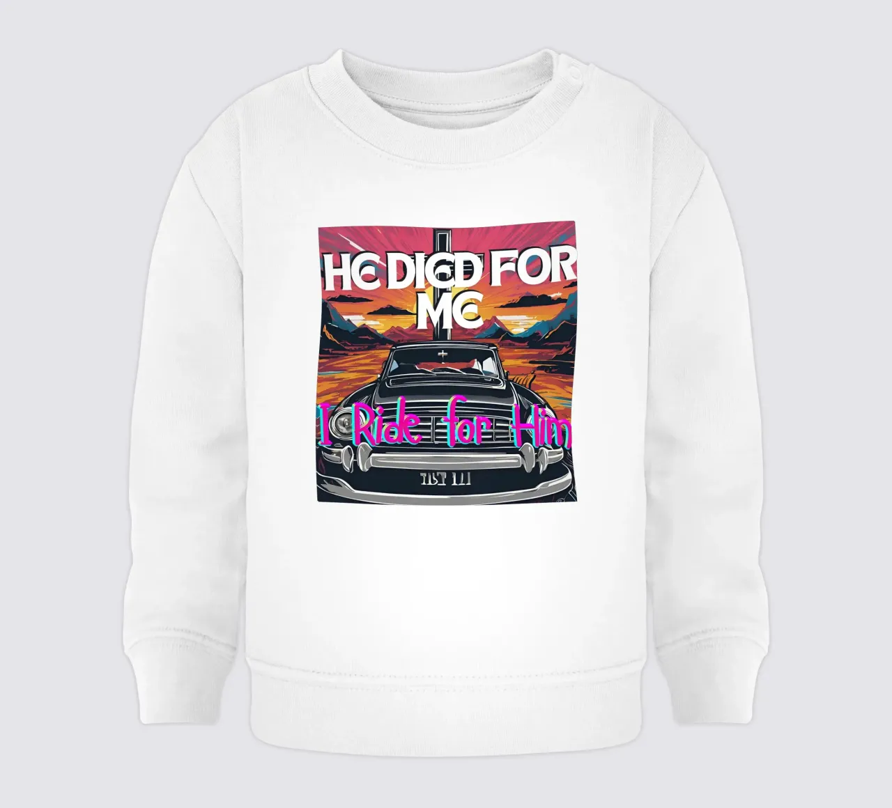 He died for me I ride for Him Tee, Christian apparel Unisex felpa neonato da Lionandlamb