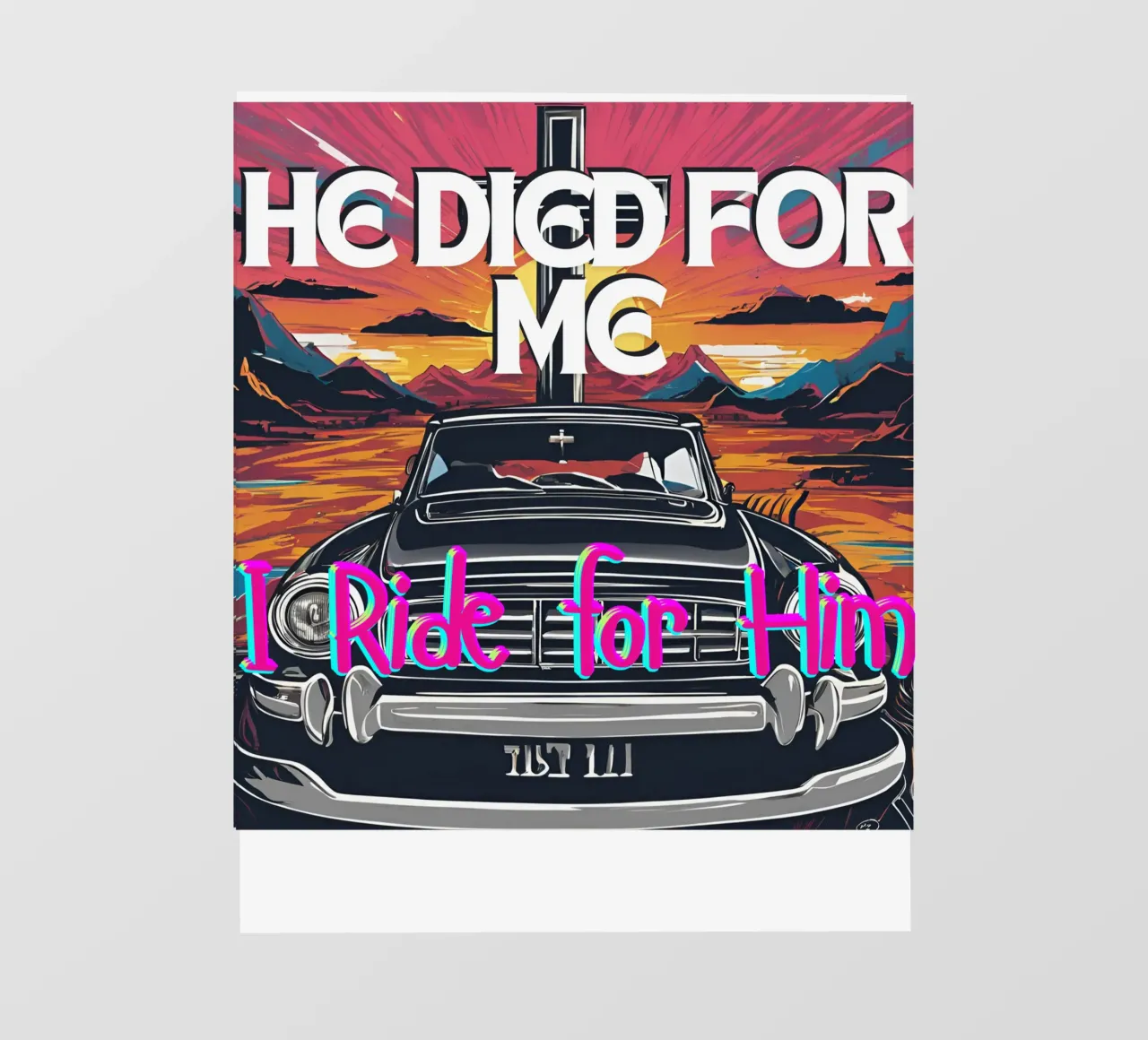 He died for me I ride for Him Tee, Christian apparel Unisex pellicola backlit da Lionandlamb