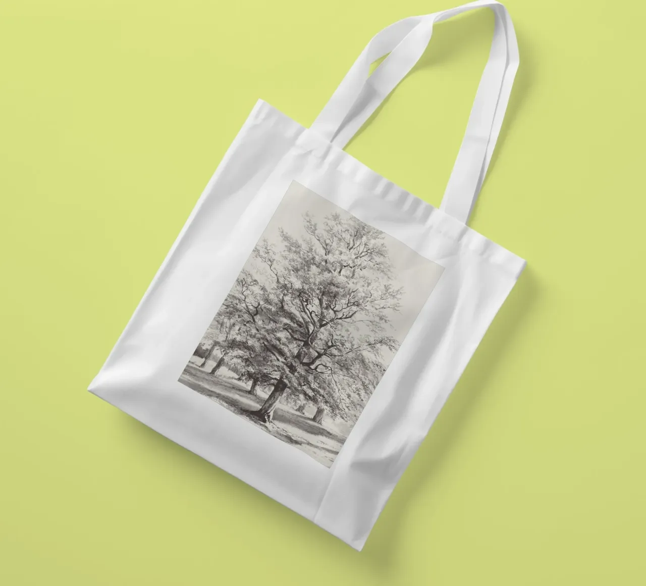 Tree Landscape Watercolor tote bag by apoloprints