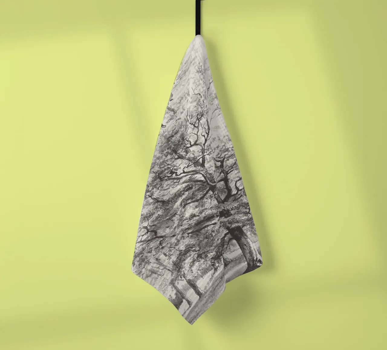 Tree Landscape Watercolor tea towel by apoloprints