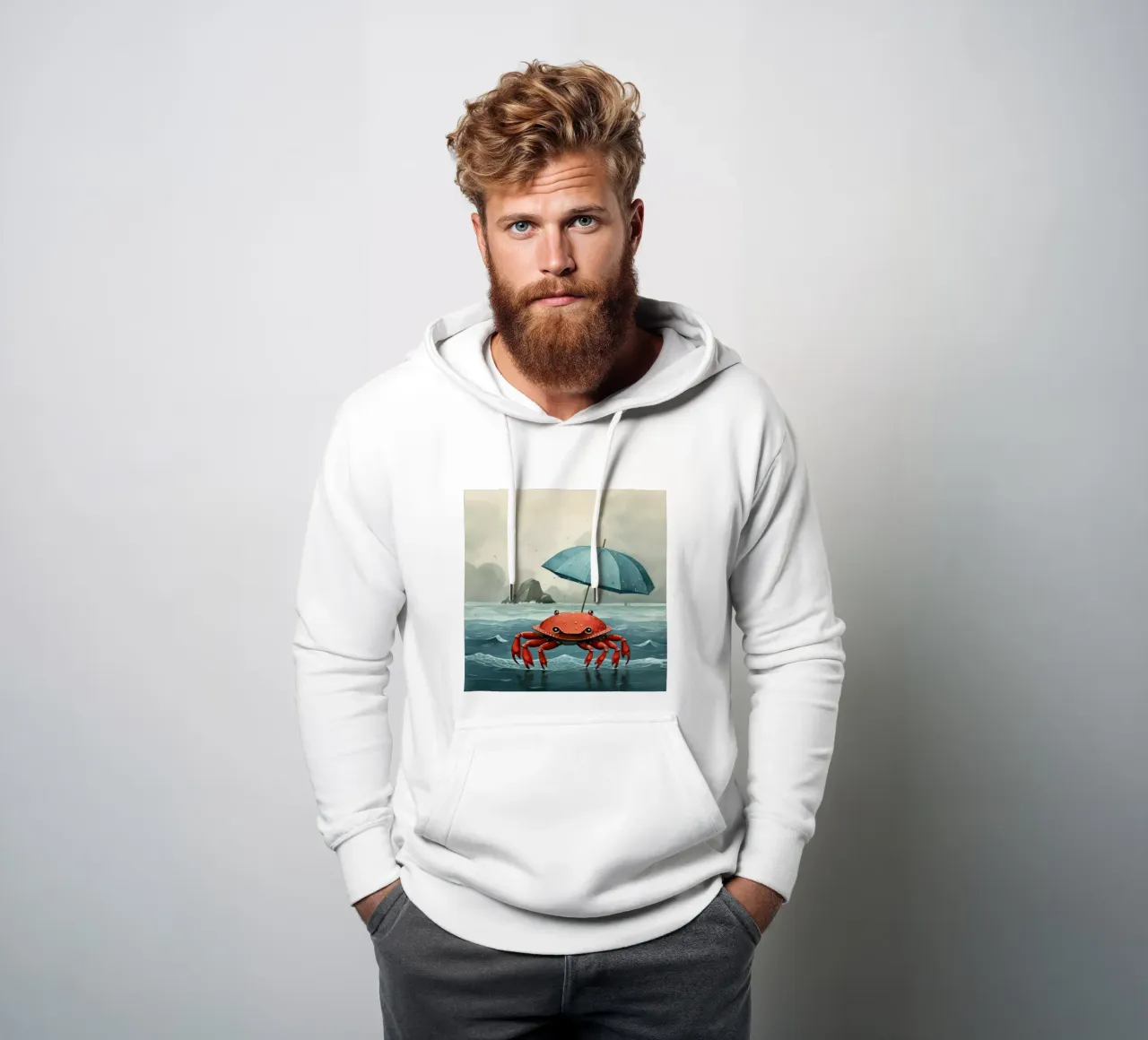 Granchio minimo 3 felpa con cappuccio da Minimal Animal Art
