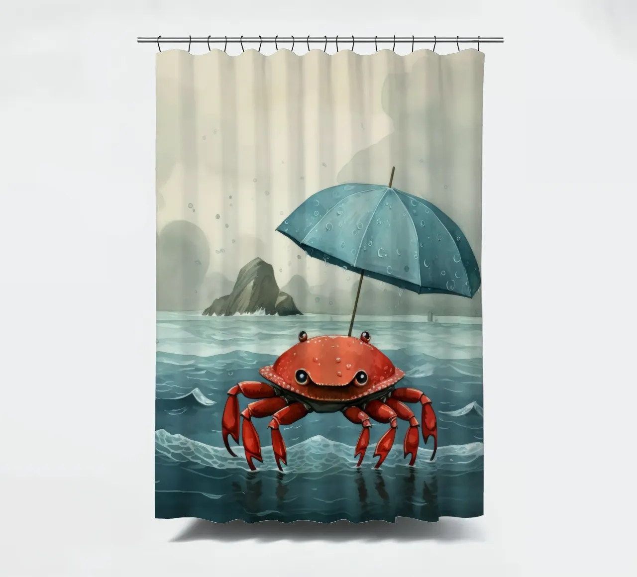 Granchio minimo 3 tenda da doccia da Minimal Animal Art