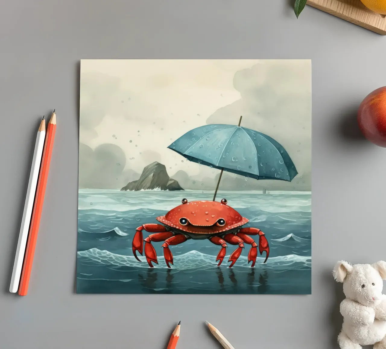 Granchio minimo 3 foglio adesivo da Minimal Animal Art