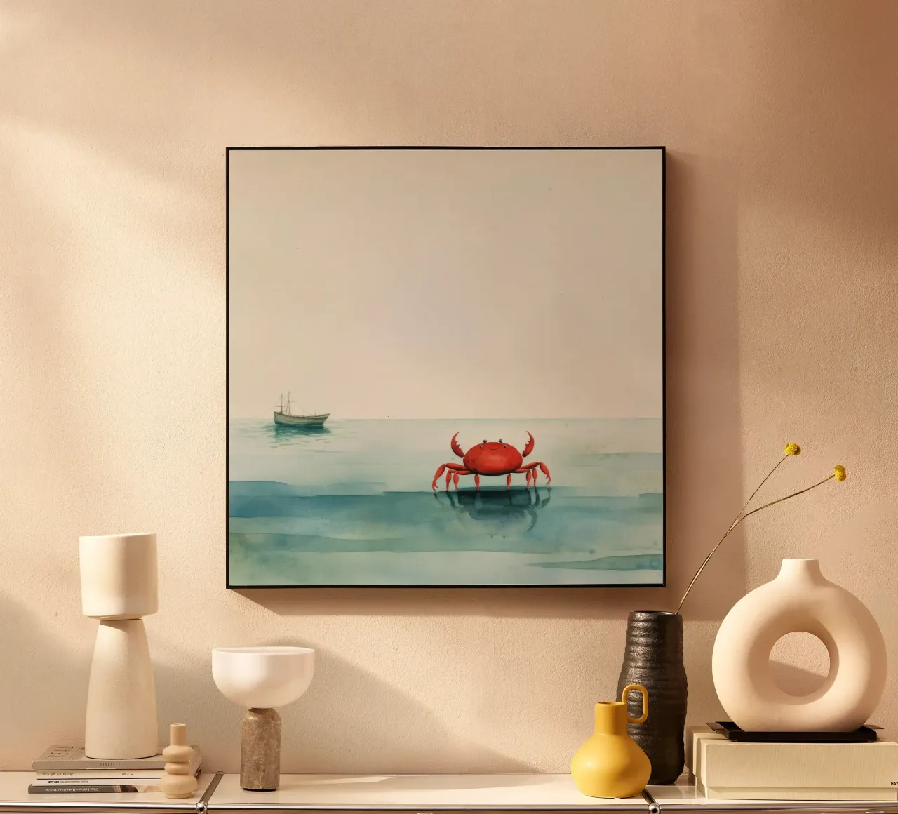 Granchio minimo 4 alluminio dibond da Minimal Animal Art