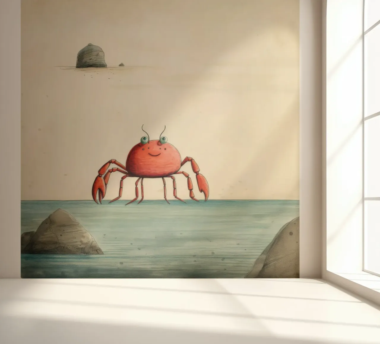Minimum krab 1 fotobehang van Minimal Animal Art