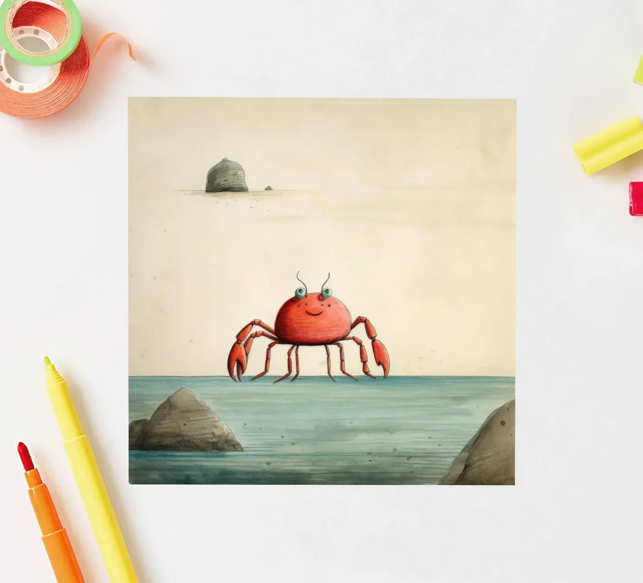 Granchio minimo 1 adesivo da Minimal Animal Art