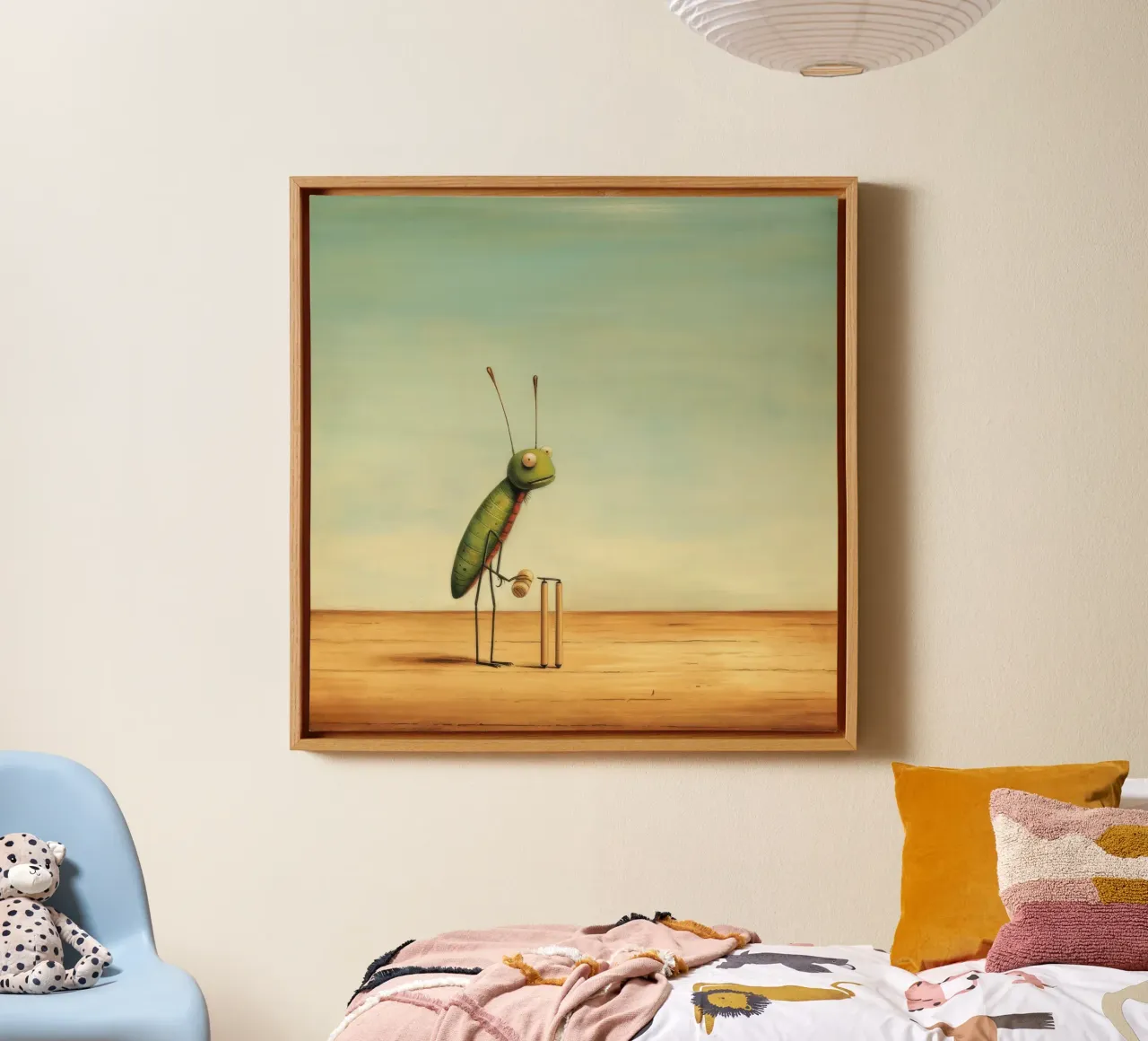 Grillo minimale 2 tela con Cornice a cassetta da Minimal Animal Art