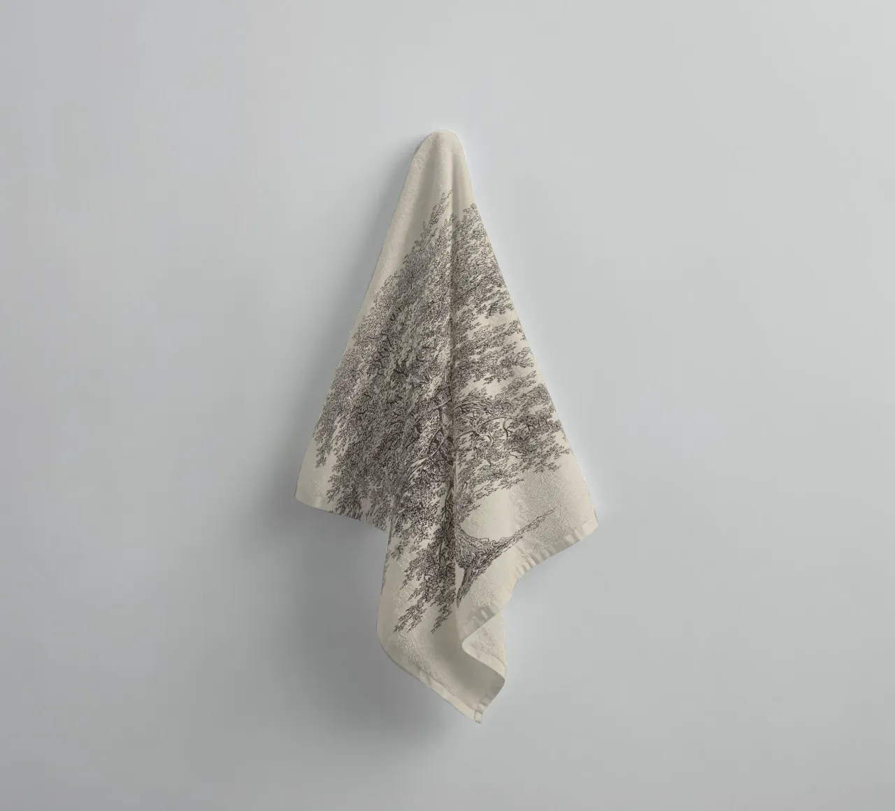 Tree Sketch - Hickory asciugamano da bagno da apoloprints