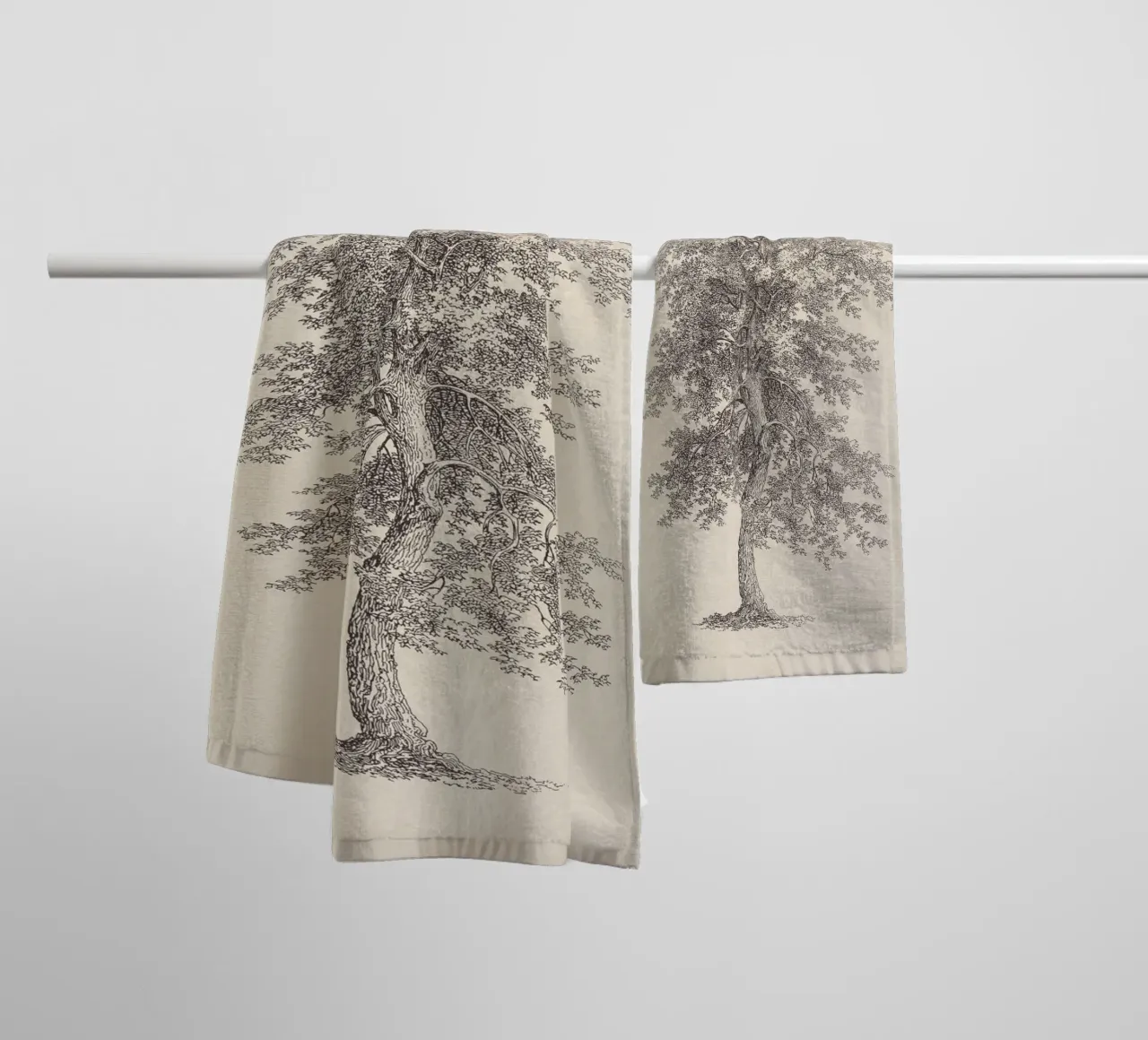 Tree Sketch - Hickory asciugamano da bagno da apoloprints