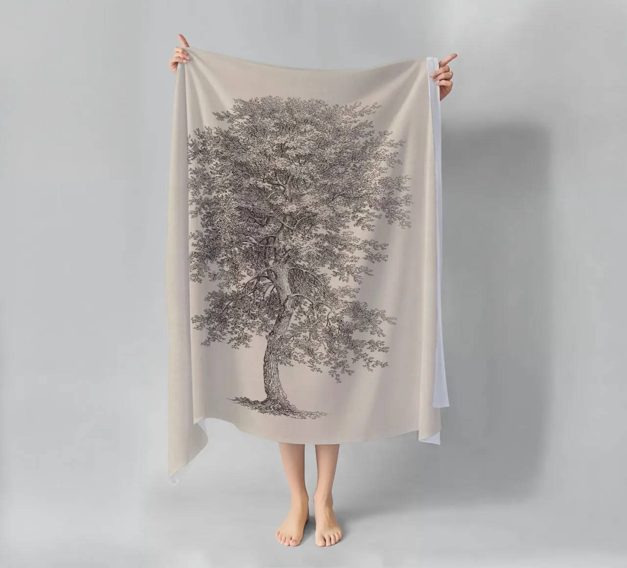 Tree Sketch - Hickory telo mare da apoloprints