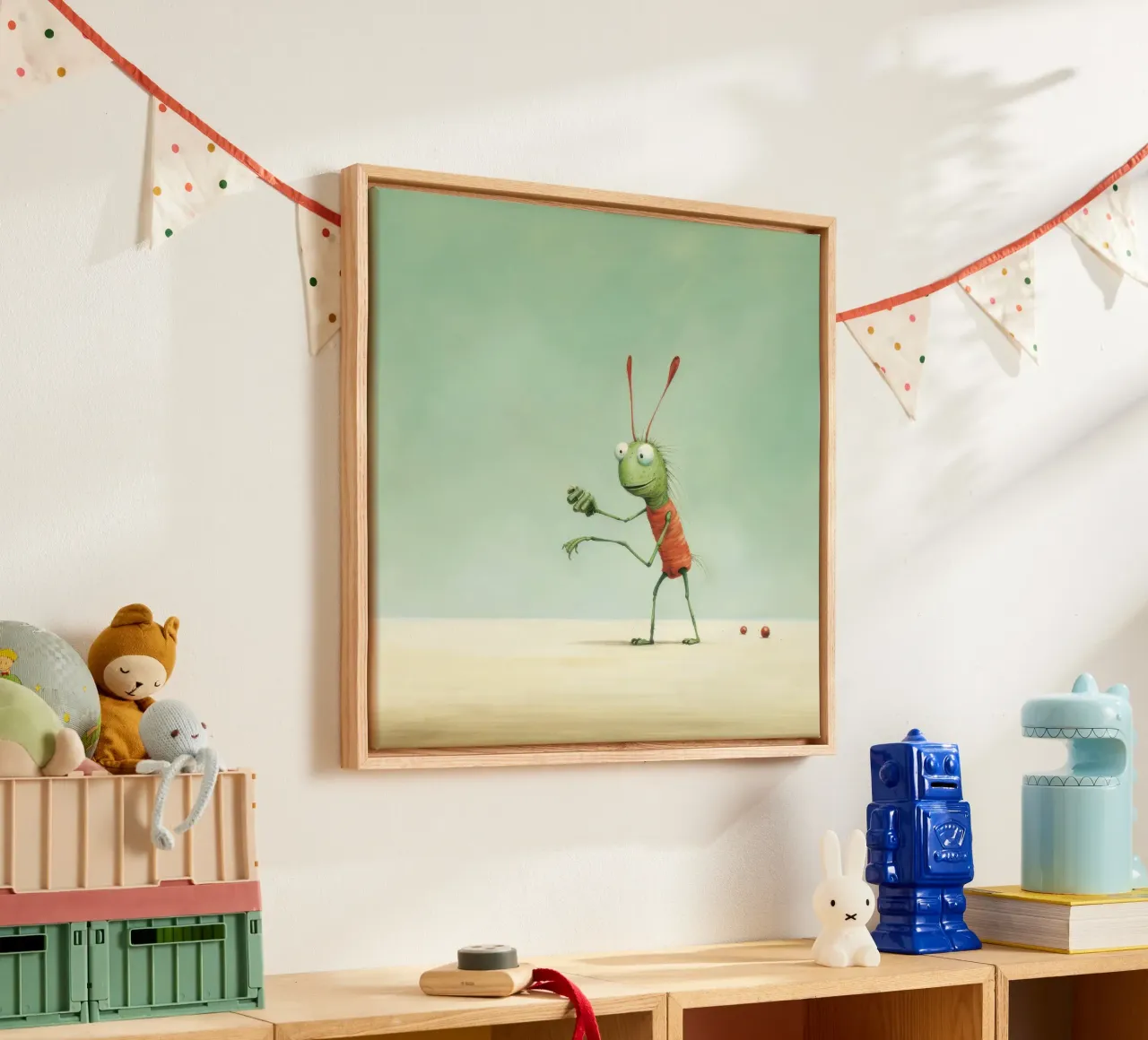 Grillo minimale 3 tela con Cornice a cassetta da Minimal Animal Art