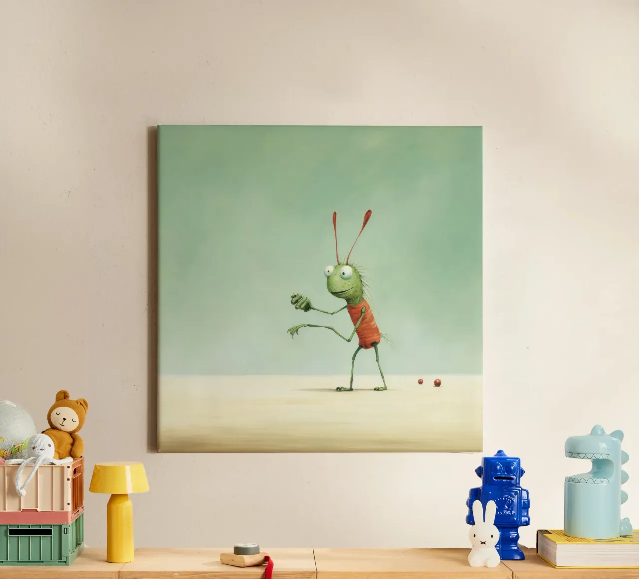 Grillo minimale 3 tela con Cornice a cassetta da Minimal Animal Art