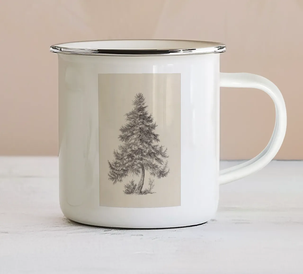 Tree Sketch - Larch emaille mok van apoloprints
