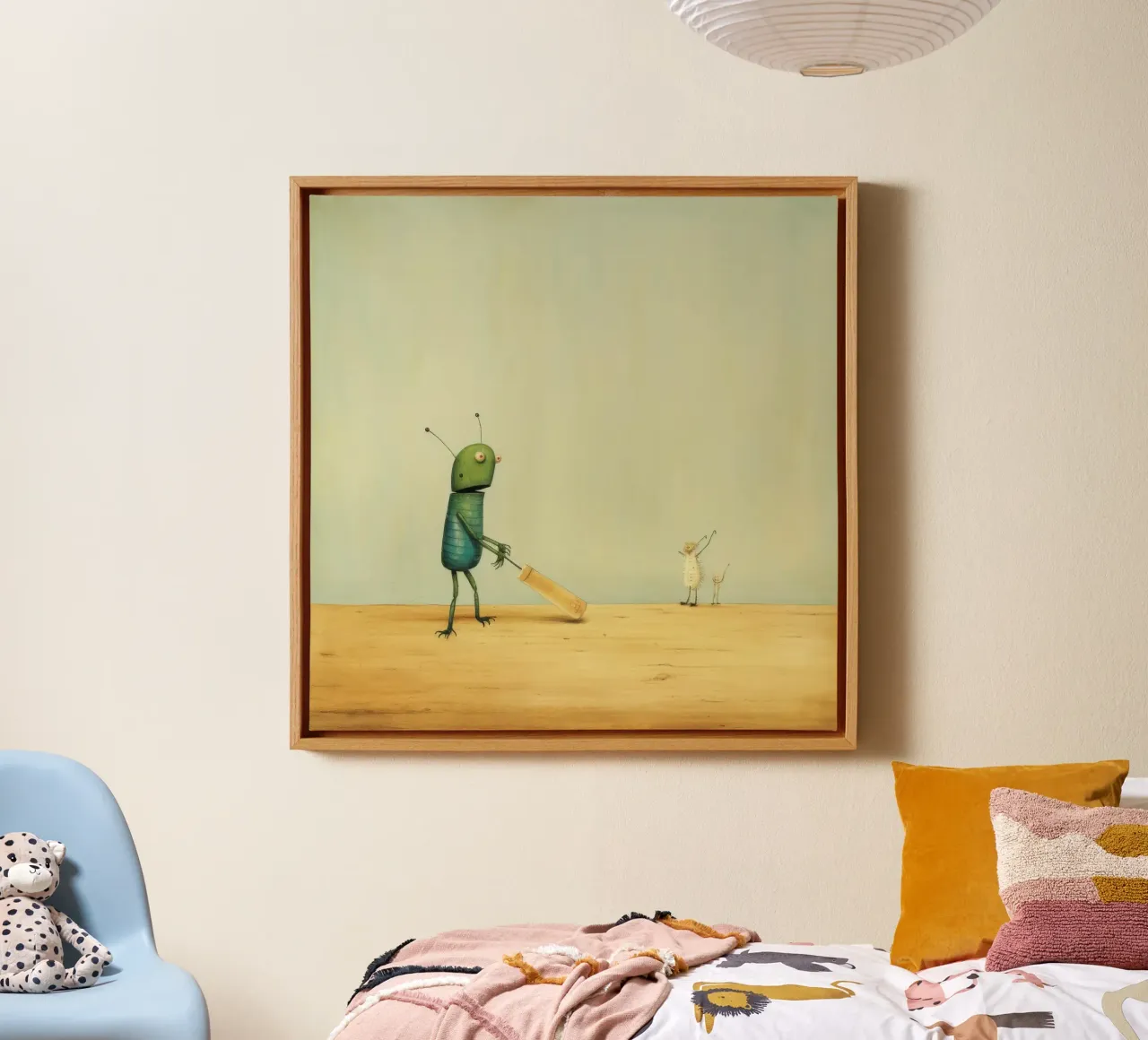 Grillo minimale 1 tela con Cornice a cassetta da Minimal Animal Art