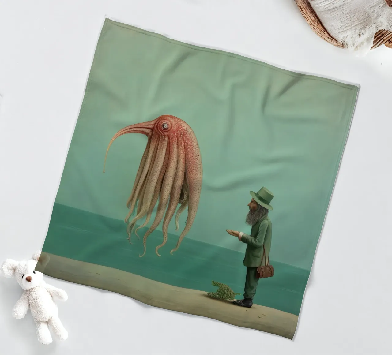 Minimal Cuttlefish 2 fleece blanket by Minimal Animal Art