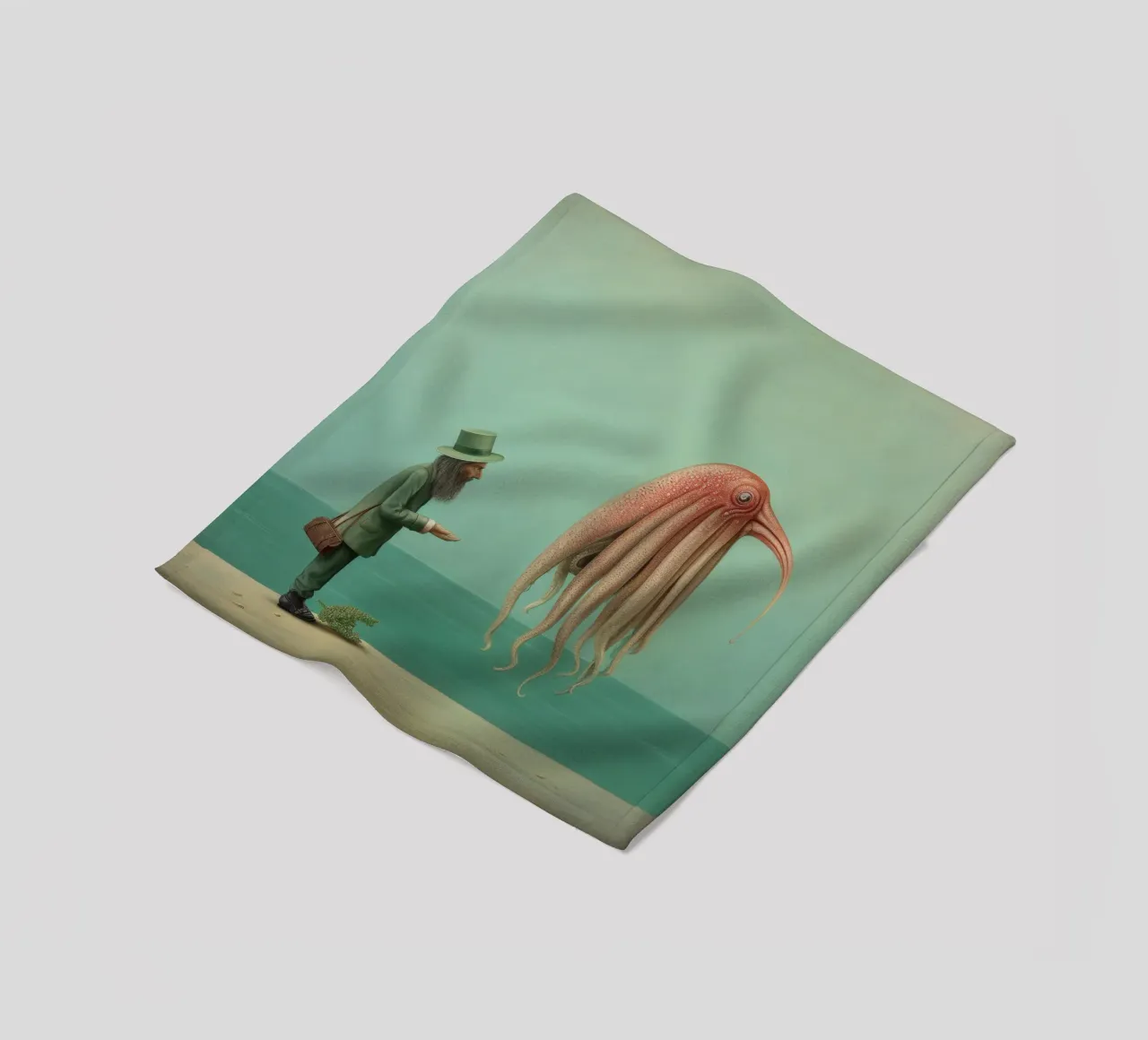 Minimal Cuttlefish 2 fleece blanket by Minimal Animal Art